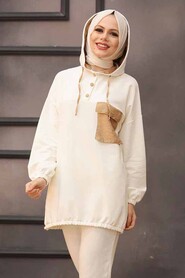 Ecru Hijab Sweatshirt & Tunic 6328E - 1