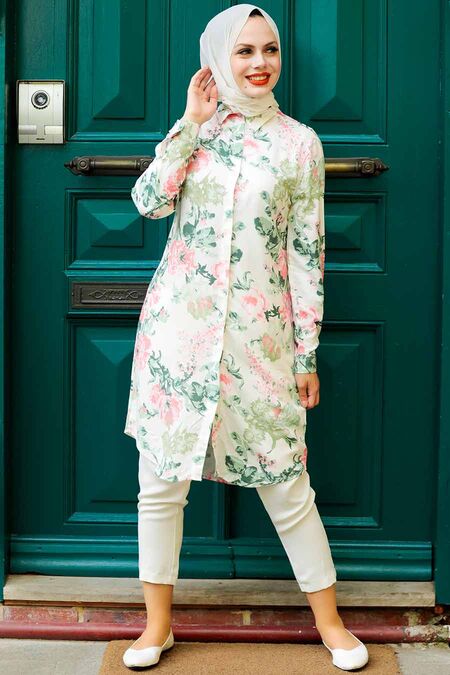 Ecru Hijab Tunic 11541E - NEVA STYLE