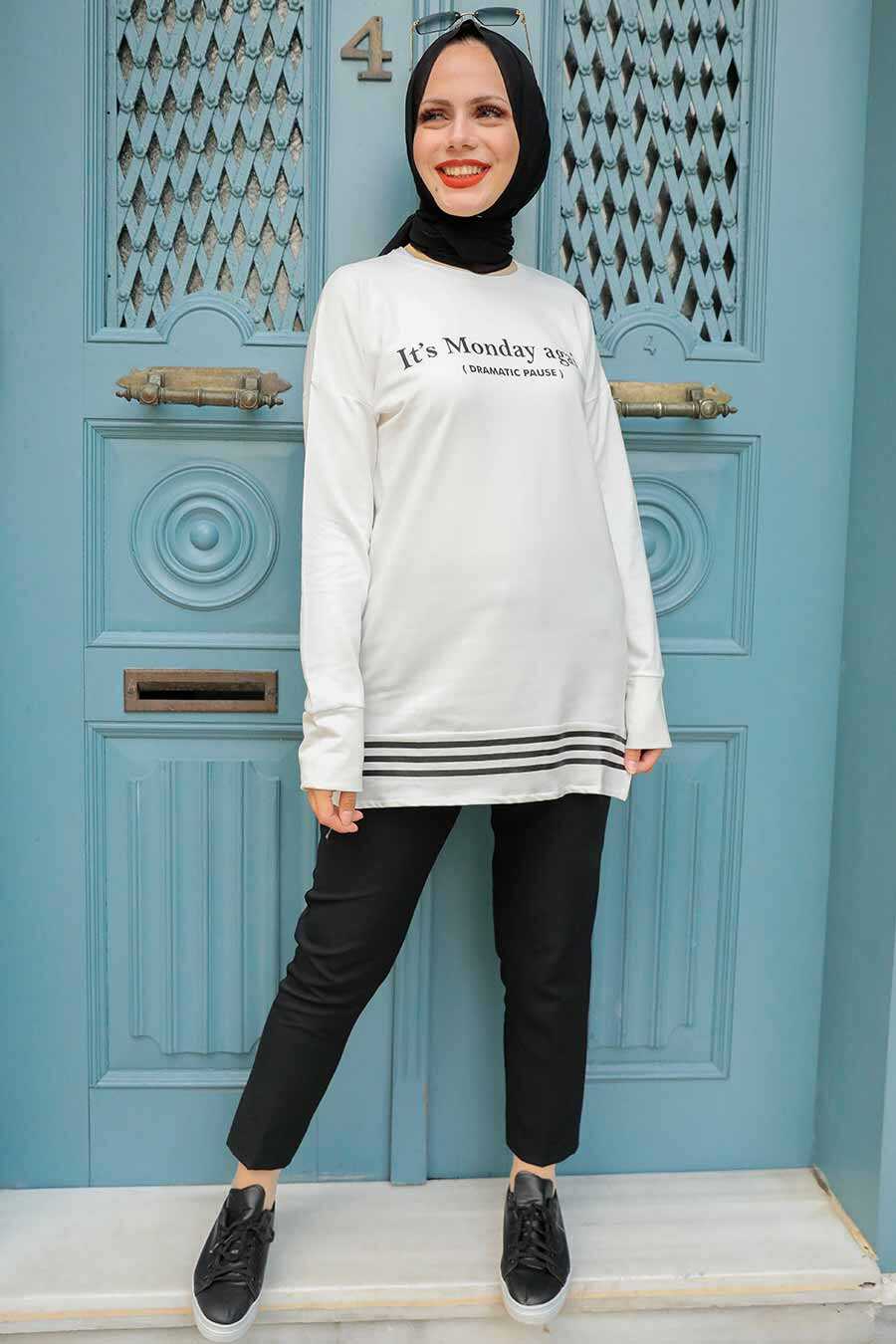 Ecru Hijab Tunic 13080E - Neva-style.com