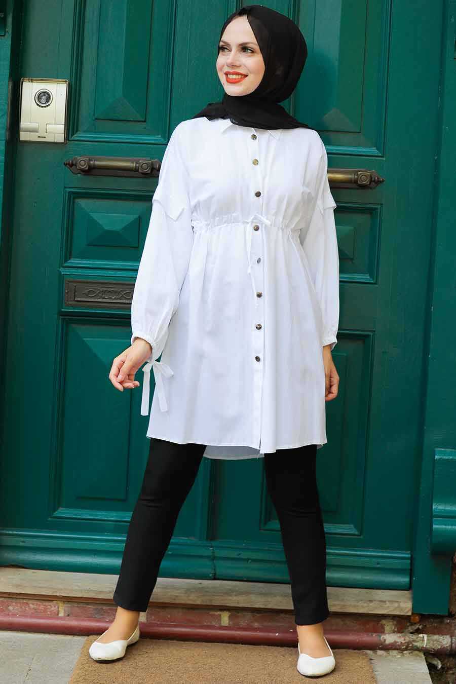 Ecru Hijab Tunic 5626E - Neva-style.com