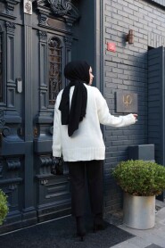 Ecru Modest Knit Sweater Tunic 55551E - 3