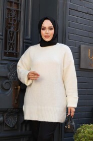 Ecru Knit Modest Sweater Tunic 87181E - 2