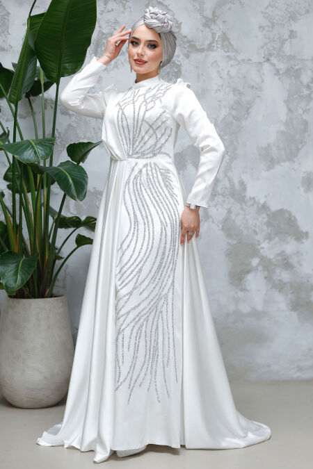 Ecru Modest Bridesmaid Dress 4303E - NEVA STYLE