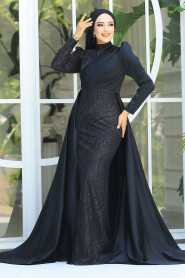  Elegant Black Islamic Clothing Evening Gown 22924S - 2