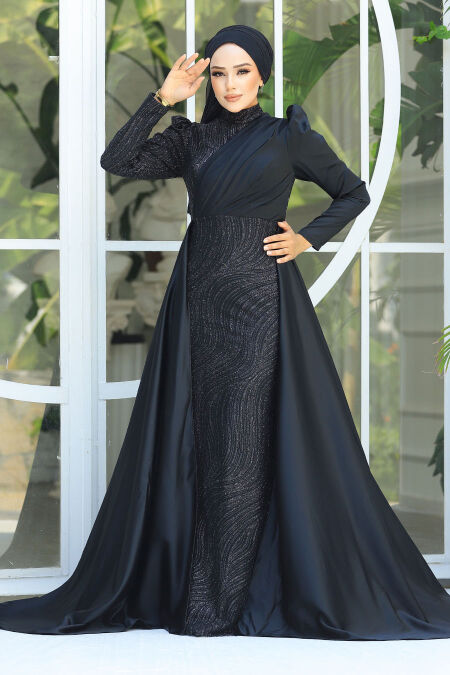  Elegant Black Islamic Clothing Evening Gown 22924S - NEVA STYLE