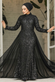 Elegant Black Modest Evening Dress 45251S - 1