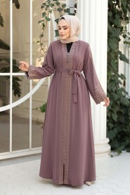 Embroidered Dusty Rose Modest Abaya 29114GK - 2