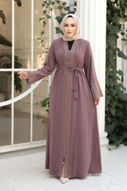 Embroidered Dusty Rose Modest Abaya 29114GK - 1