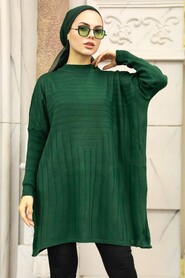 Emerald Green Hijab Knitwear Poncho 3404ZY - 2