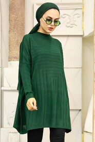 Emerald Green Hijab Knitwear Poncho 3404ZY - 1