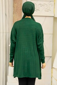 Emerald Green Hijab Knitwear Poncho 3404ZY - 3