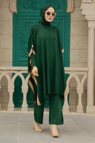 Emerald Green Hijab Knitwear Triple Suit 33850ZY - 1