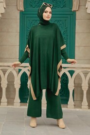 Emerald Green Hijab Knitwear Triple Suit 33850ZY - 4