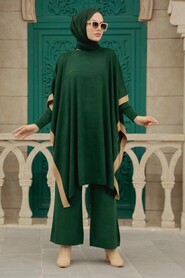 Emerald Green Hijab Knitwear Triple Suit 33850ZY - 3