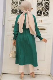 Emerald Green Modest Coat 11872ZY - 3