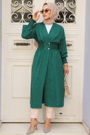 Emerald Green Modest Coat 11872ZY - 2