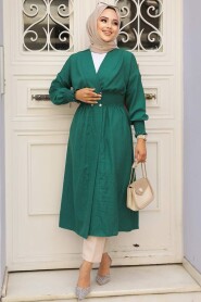 Emerald Green Modest Coat 11872ZY - 1