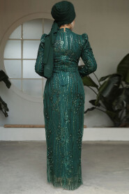 Emerald Green Modest Evening Gown 52062ZY - 3