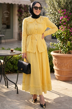 Skirted Yellow Modest Two-Piece Set 20183SR - 