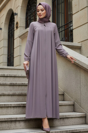 Zippered Beige Modest Abaya 45299BEJ - 1
