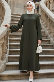 Zippered Khaki Modest Abaya 85107HK - 2