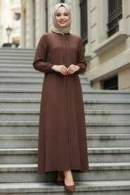 Zippered Brown Modest Ferace 85101KH - 2
