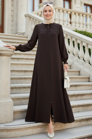 Zippered Dark Brown Modest Ferace 85101KKH - 1