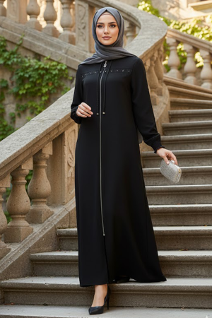 Zippered Black Modest Ferace 85101S - 1