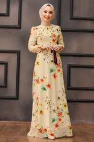 Flower Patterned Hijab Dress 815230DSN - 1