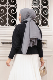 Fluffy Black Knit Modest Cardigan 85321S - 3