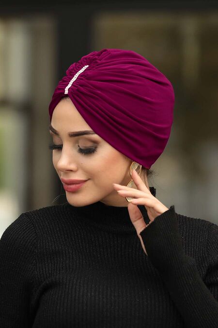 Fuchsia Hijab Cap Shawl 7526F - NEVA STYLE