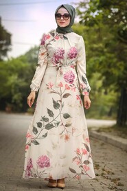 Fuchsia Hijab Daily Dress 8154F - 2