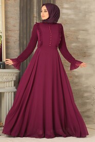 Fuchsia Hijab Dress 2739F - 1