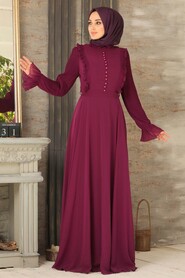 Fuchsia Hijab Dress 2739F - 2