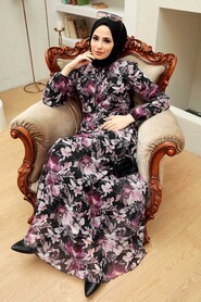 Fuchsia Hijab Dress 279014F - 2
