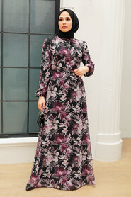 Fuchsia Hijab Dress 279014F - 1