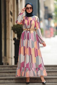 Fuchsia Hijab Dress 51493F - 1