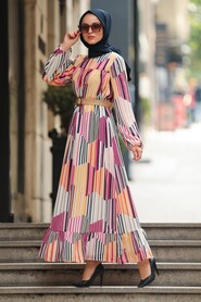 Fuchsia Hijab Dress 51493F - 2
