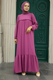 Fuchsia Hijab Dress 7681F - 2