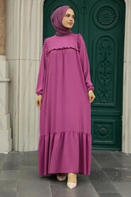 Fuchsia Hijab Dress 7681F - 1