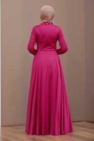 Fuchsia Hijab Evening Dress 37330F - 4
