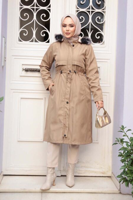 Fur Hooded Mink Modest Parka 60650V - NEVA STYLE
