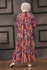 Fuschia Hijab Dress 21751F - 2
