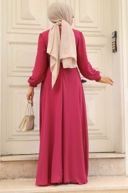 Fuschia Hijab Dress 2703F - 3