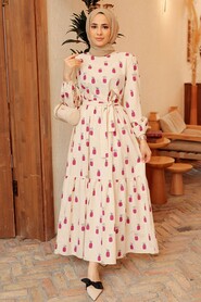 Fushia Hijab Dress 2319F - 2