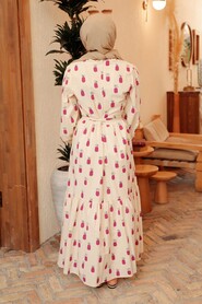 Fushia Hijab Dress 2319F - 4