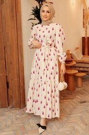 Fushia Hijab Dress 2319F - 3
