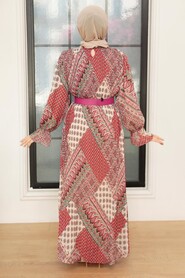 Fushia Hijab Dress 23402F - 2