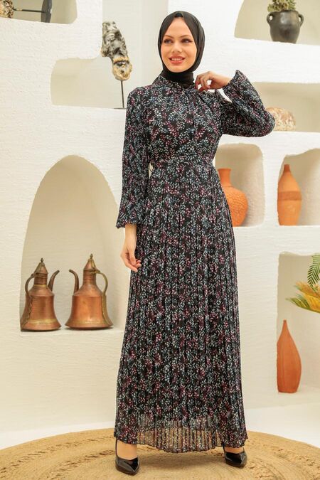 Fushia Hijab Dress 32790F - NEVA STYLE