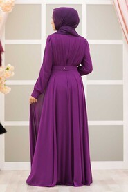  Modern Fushia Hijab Evening Dress 27690F - 4